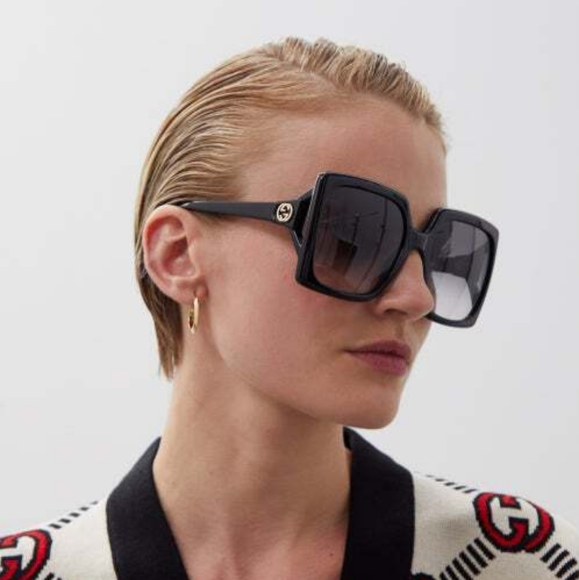 NEW GUCCI OVERSIZED SQUARE WOMEN'S SUNGLASSES GG0876S 001 GUCCI BLACK EYEWEAR - Picture 5 of 8